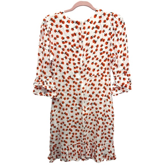 Diane von Furstenberg DVF Elly Floral Print Crepe Ruffle Mini Dress Size 4 - Picture 5 of 10